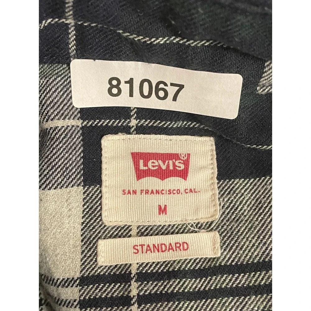Levis Mens Standard Fit Plaid Western Snap Shirt Navy White PC9-85745-0027